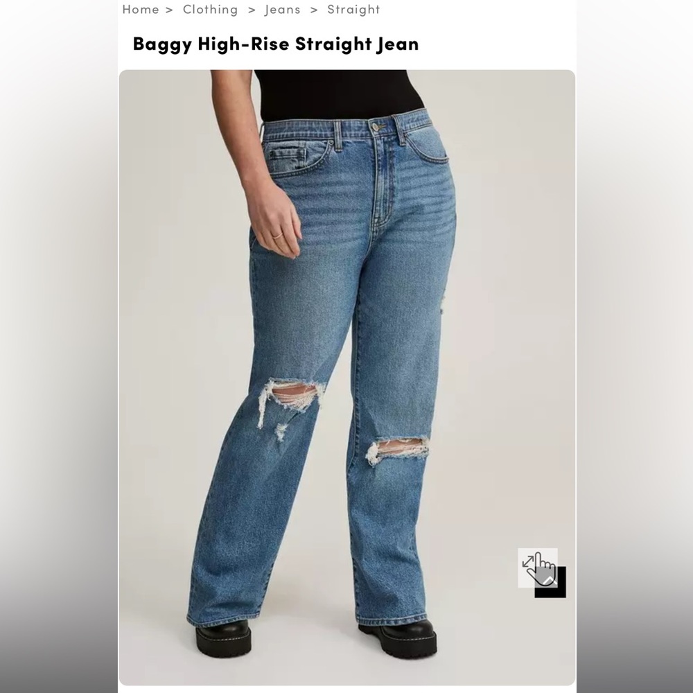 Torrid Size 24 Short- High Rise Baggy Straight Distressed Jeans - Picture 2 of 8